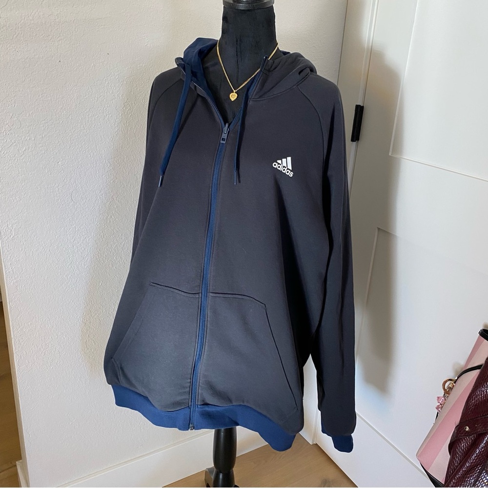 Adidas Navy Blue Zip-Up Hoodie